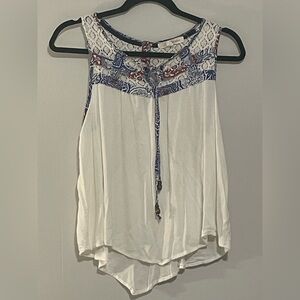 Rewind White and Blue Patterned Blouse. Item 11334